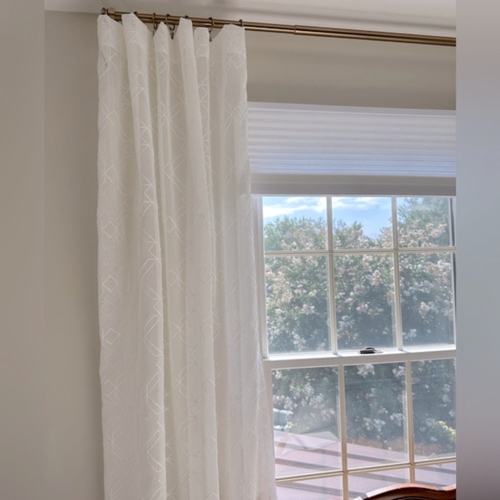 Pair Panels Sheer Ivory Panels Curtains Crewel Embroidery 84” L Sonoma Kohl’s - Picture 2 of 11